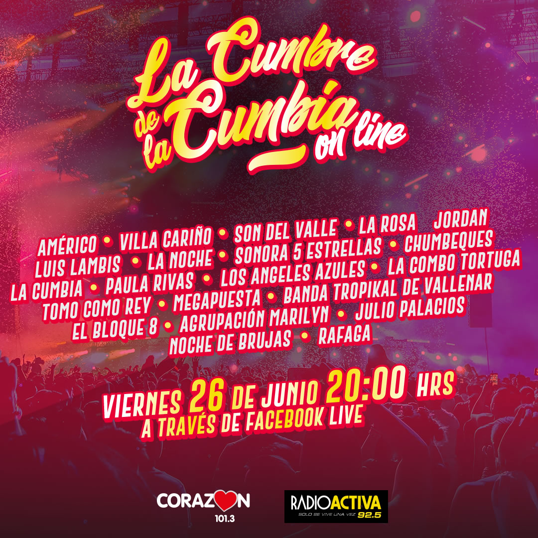 Este viernes 26 de junio se viene "La Cumbre de la Cumbia