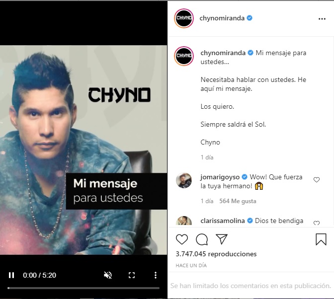 Captura Instagram Chino Miranda