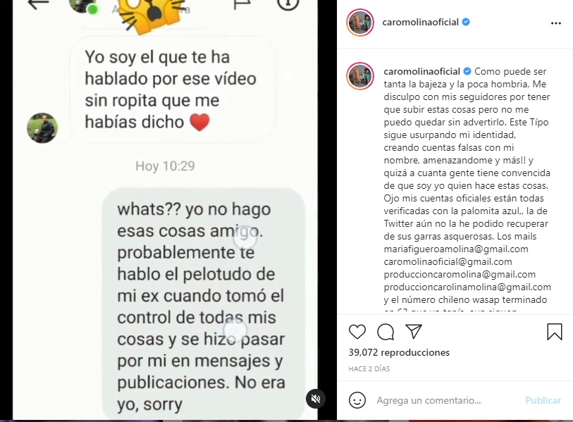 Captura Instagram Carolina Molina