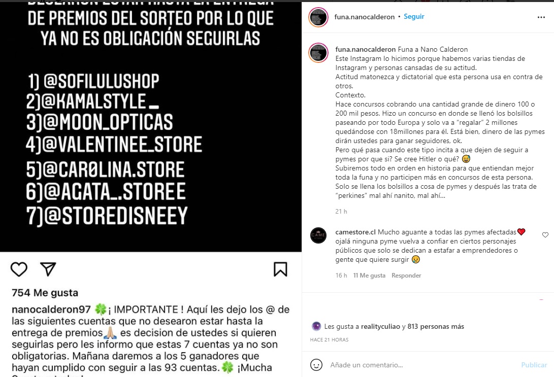 Captura Instagram Funa Nano Calderón