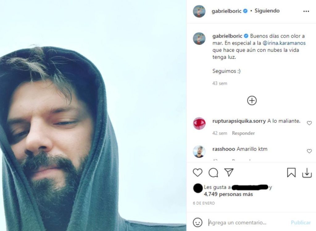 Captura Instagram Gabriel Boric