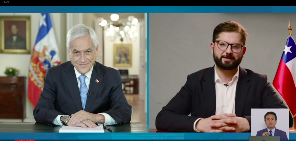 Presidente Sebastián Piñera felicitó a Gabriel Boric por videollamada