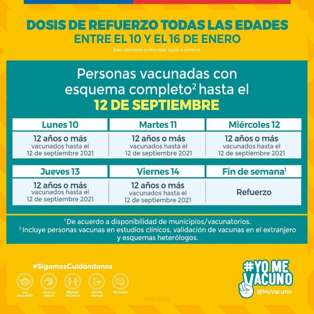 Calendario dosis de refuerzo