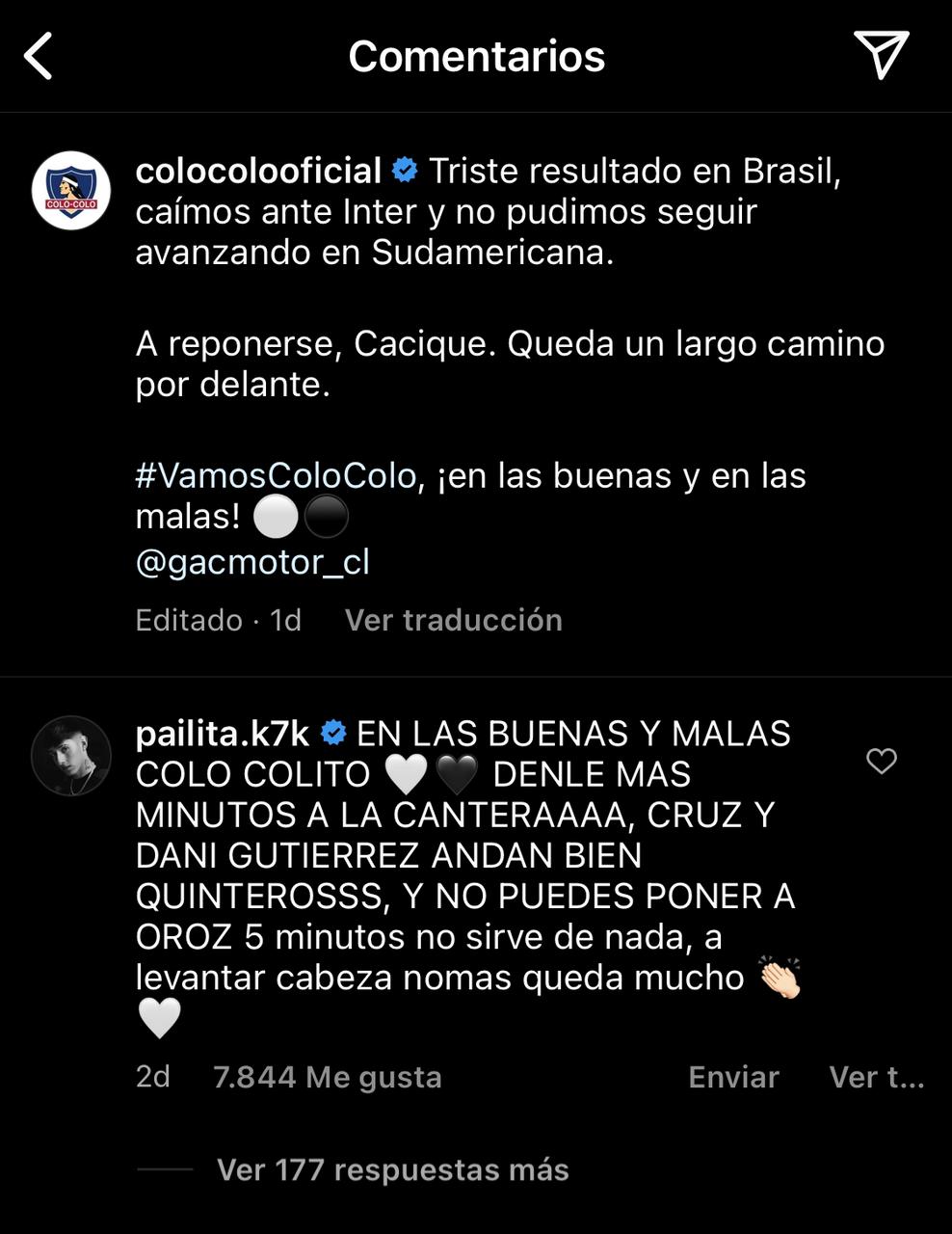 Petición De Pailita En El Instagram De Colo Colo