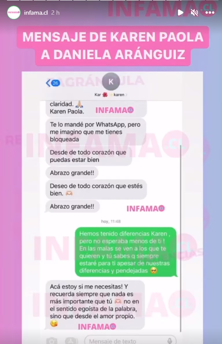 Chat de Daniela Aránguiz y Karen Bejarano