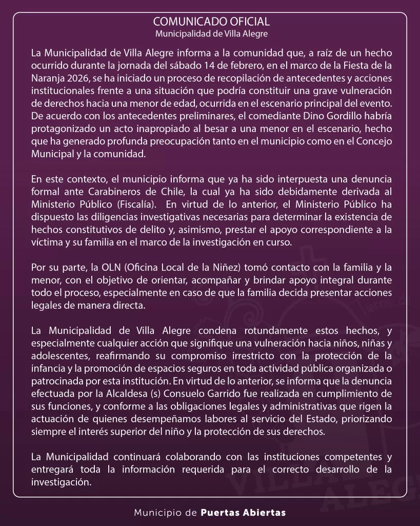 Comunicado Municipalidad villa alegre
