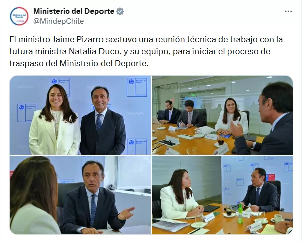Natalia Duco junto al actual ministro del Deporte