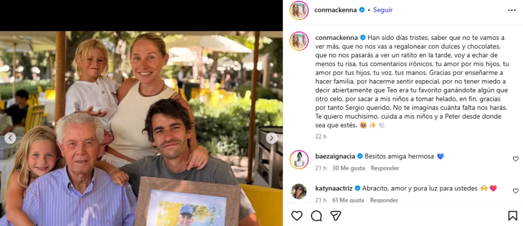 Publicación de Constanza Mackenna en Instagram