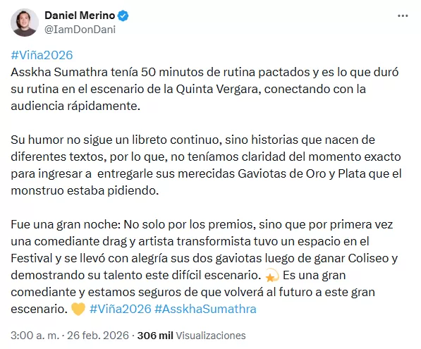 Las declaraciones de Daniel Merino en X