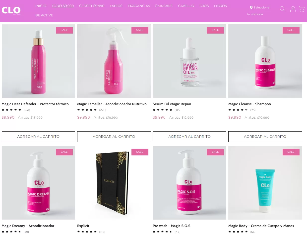 Algunos de los productos en remate de Clo