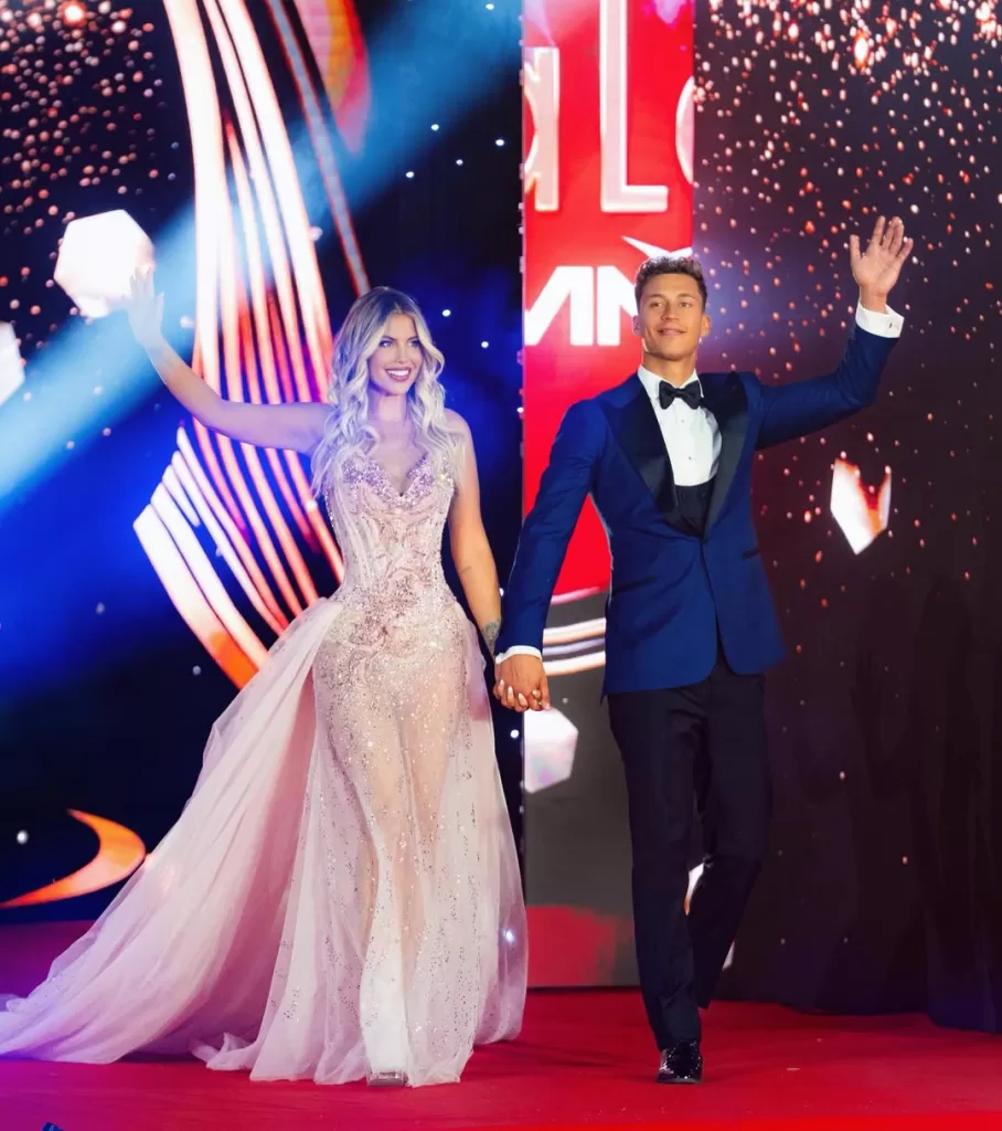Coté López y su pareja Lucas Lama en la gala de viña 2026