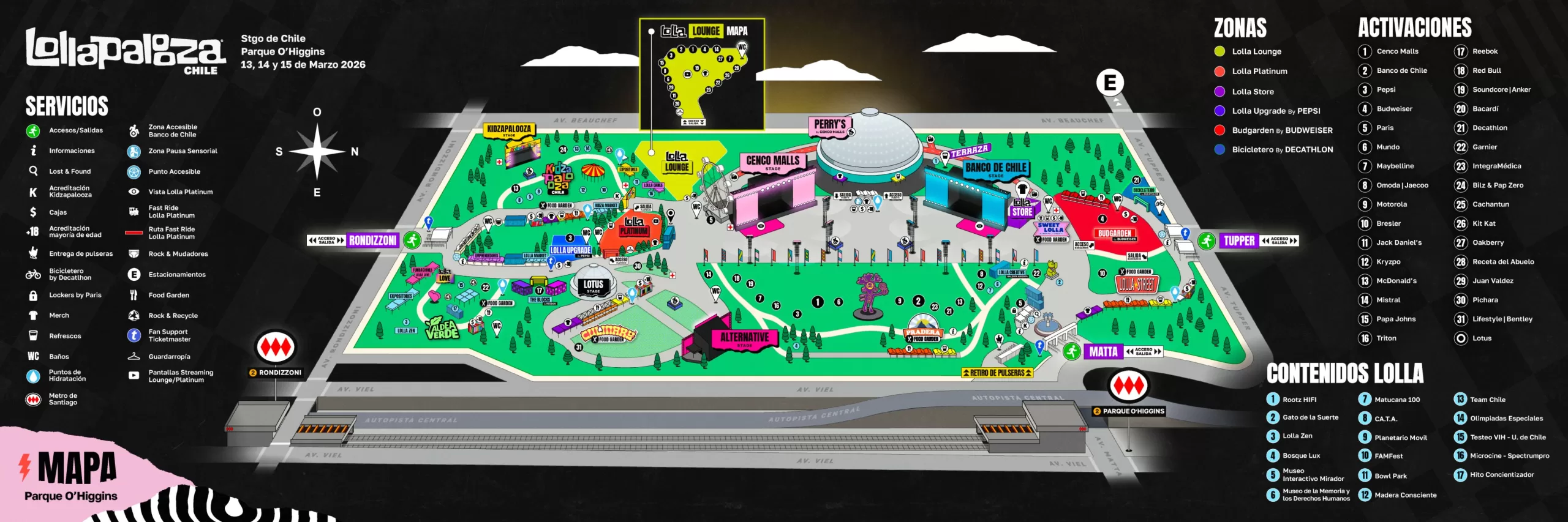 Así Luce El Mapa Para Lollapalooza Chile 2026