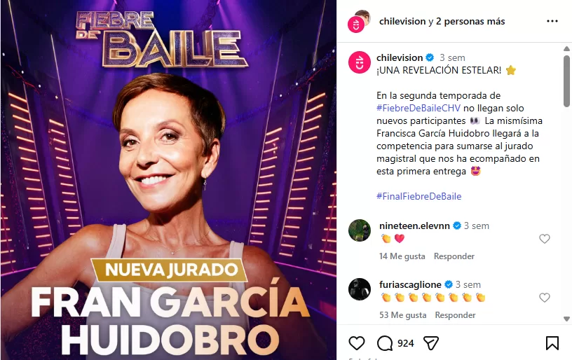 CHV confirma a Fran García-Huidobro como nueva jurado de Fiebre de Baile