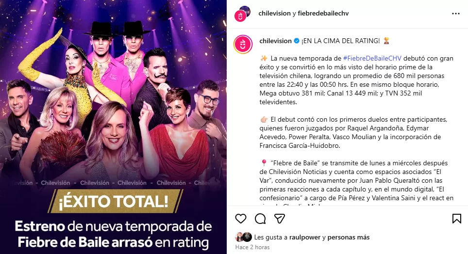 Post de Fiebre de Baile en Instagram