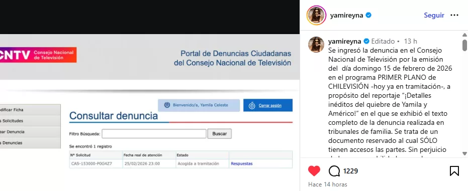 Post de Yamila Reyna en Instagram