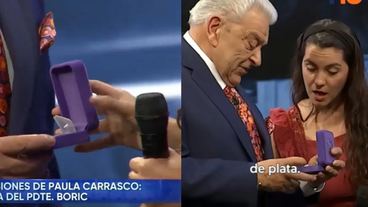 Paula Carrasco Recibiendo El Regalo De Don Francisco
